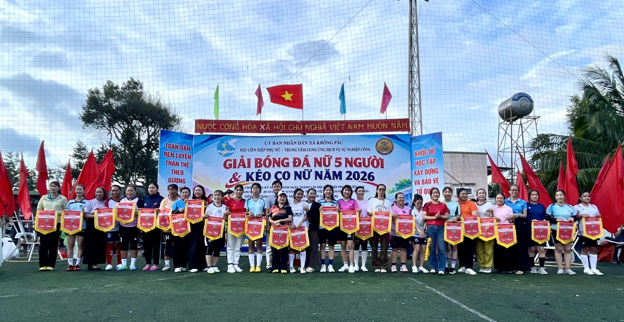 XÃ KRÔNG PẮC TỔ CHỨC GIẢI BÓNG ĐÁ NỮ VÀ GIẢI KÉO CO NỮ NĂM 2026