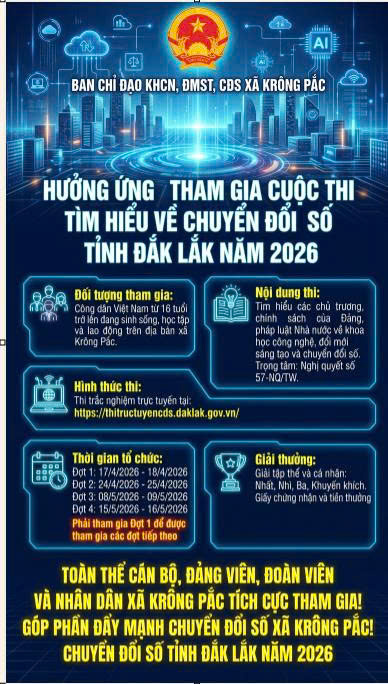 Công văn phát động tham gia hưởng ứng cuộc thi tìm hiểu về chuyển đổi số tỉnh Đắk Lắk năm 2026