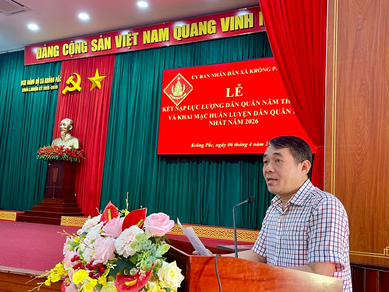 Xã Krông Pắc (tỉnh Đắk Lắk) tổ chức lễ kết nạp Dân quân năm thứ nhất và khai mạc huấn luyện năm 2026