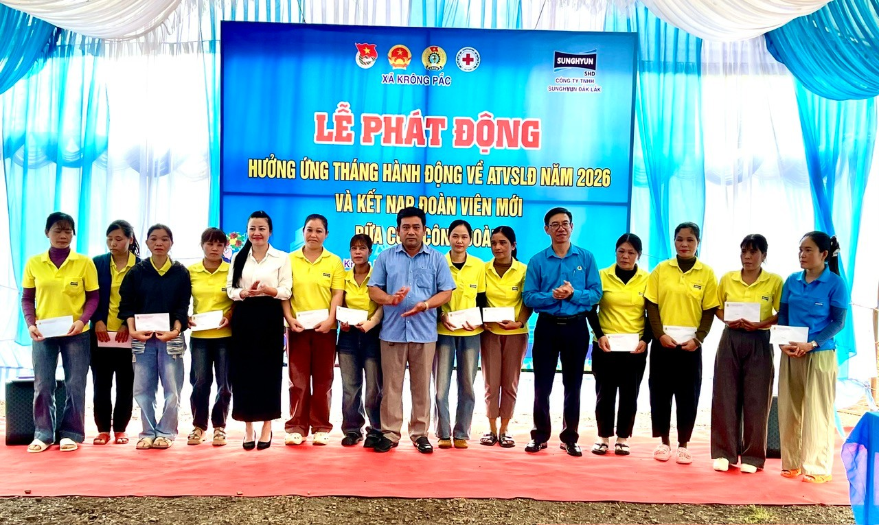Xã Krông Pắc (Đắk Lắk) tổ chức Lễ phát động “Hưởng ứng tháng hành động về an toàn vệ sinh lao động và tháng công nhân năm 2026”