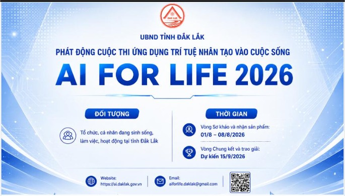 Thể lệ Cuộc thi “Ứng dụng trí tuệ nhân tạo vào cuộc sống - AI for Life” trên địa bàn tỉnh Đắk Lắk năm 2026