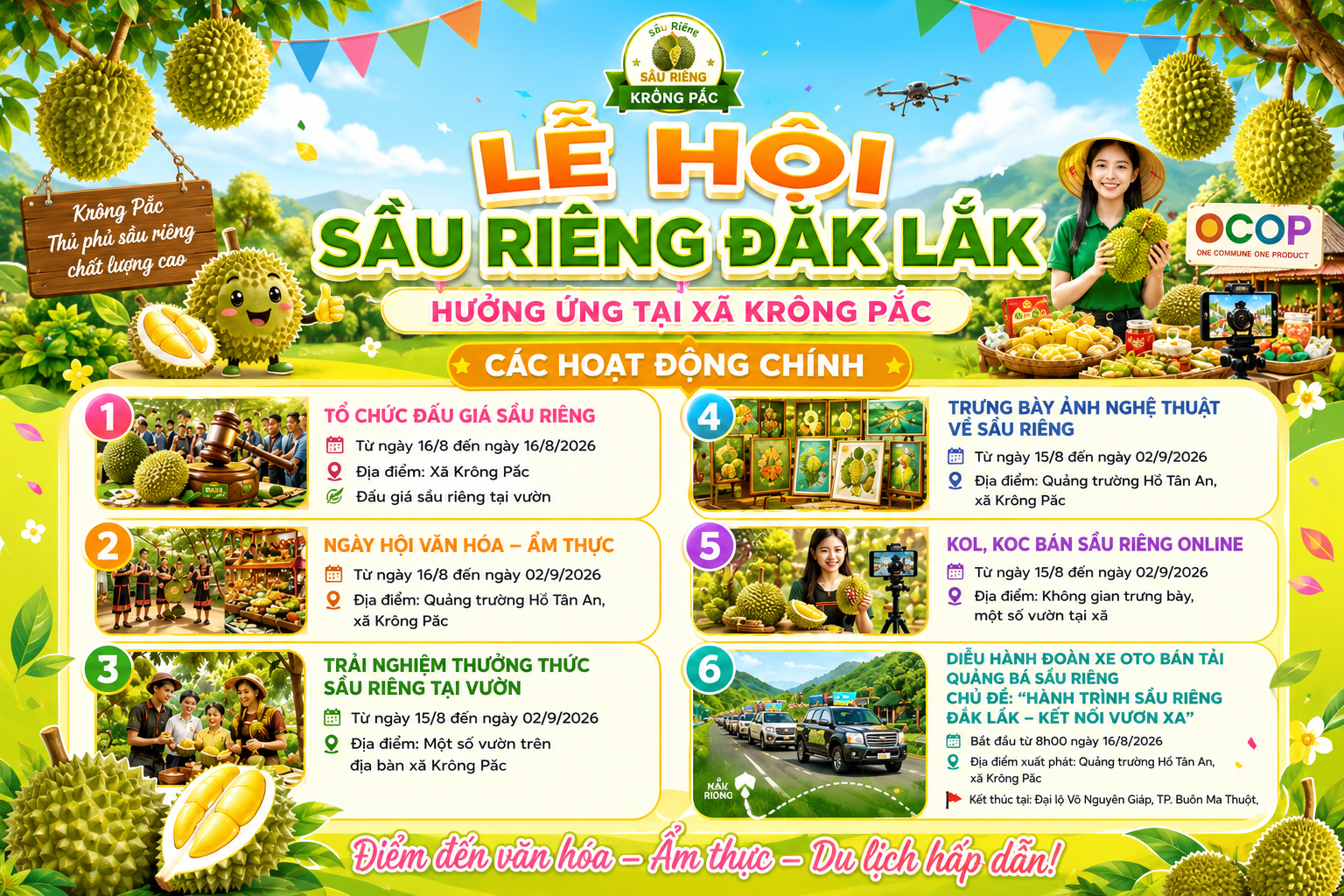 XÃ KRÔNG PẮC TỔ CHỨC CÁC HOẠT ĐỘNG HƯỞNG ỨNG LỄ HỘI SẦU RIÊNG ĐẮK LẮK NĂM 2026